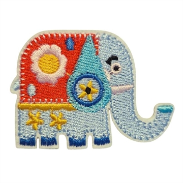 Strygemærke elefant lyseblå 6x4 cm